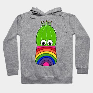 Cute Cactus Design #336: Cute Cactus In Rainbow Colored Pot Hoodie